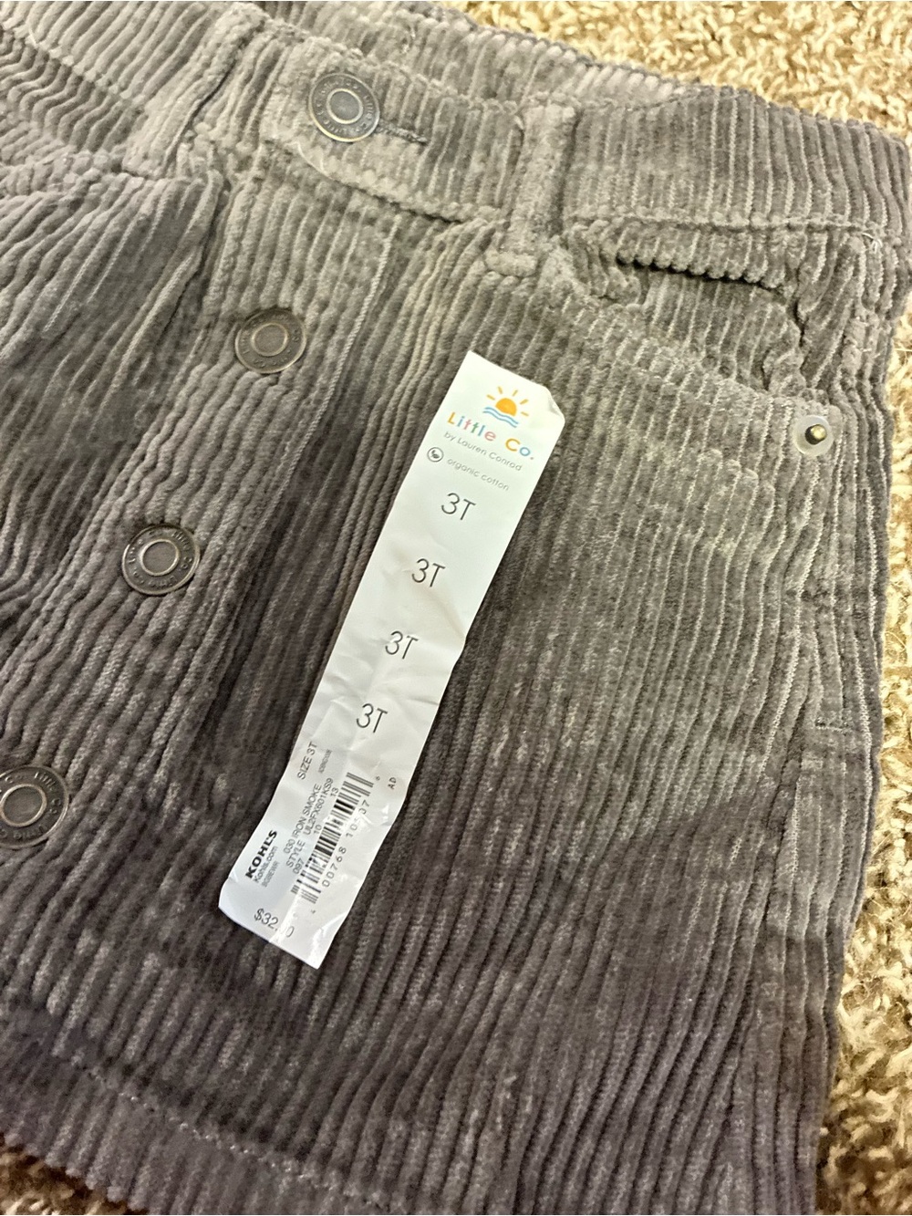 Little Co. Gray Corduroy Skirt for Kids - 3T